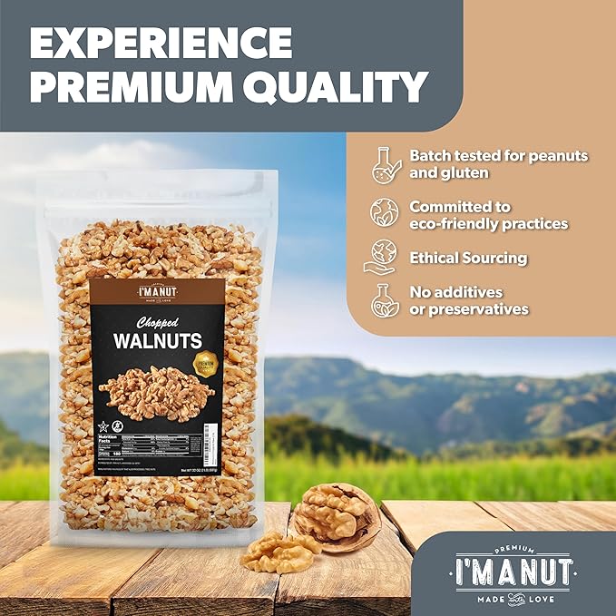 Premium Raw Walnut Halves & Pieces 48oz (3 lb) - 100% Natural, No-PPO, Non-GMO, Batch-Tested Gluten & Peanut Free, Kosher, Small Batch Quality