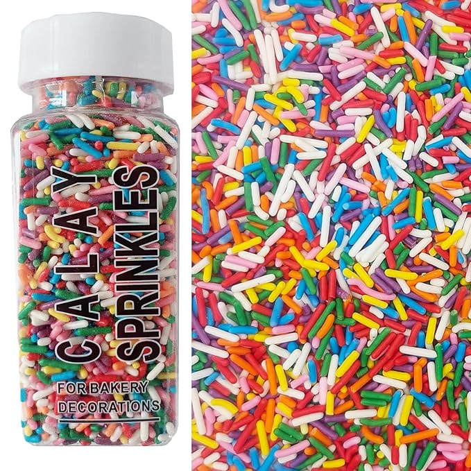 Sentovac Rainbow Soft Jimmies Sprinkles Edible for Cake Decorating Rainbow Sprinkles Sugar Candy Cookie Cupcake Topper Ice Cream Baking Decorations Wedding Halloween Christmas Supplies 3.35oz