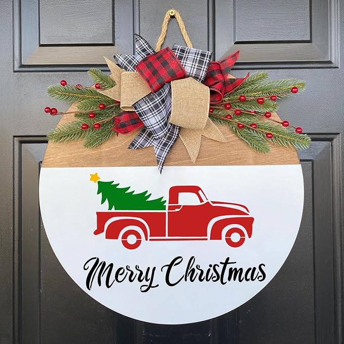 Christmas Stencils for Door Mats 23.6" Large Christmas Doormat Stencils for Crafts Reusable Holiday Stencil for Wood Fabrics Door Mat Window Glass Decor