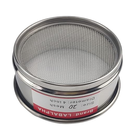 LABALPHA 20 Mesh Lab Sieves, Test Sieve #20 Mesh, 4'' Diameter, 304 Stainless Steel Wire Cloth (0.9mm)