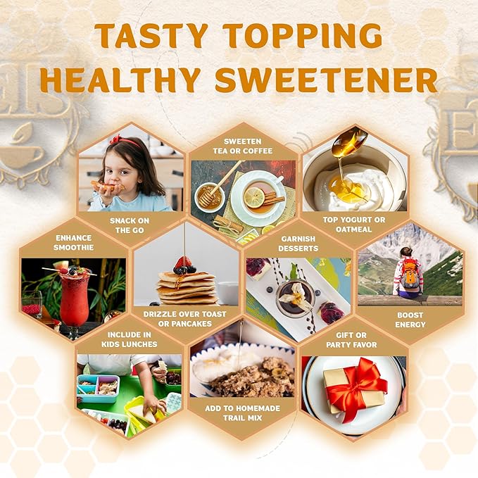 English Tea Store Honey Sticks | All-Natural Honeystix With Gluten-Free Grade A Honey | Mini Honey Stick For Tea, Cake Pops Or Snacks | Portable Sweet Treat | Clover Flavored Honey Sticks - 20 Count