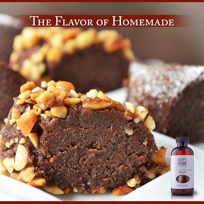 Happy Home Flavoring Imitation Rum Baking Flavor Emulsion - Certified Kosher, 4 oz.