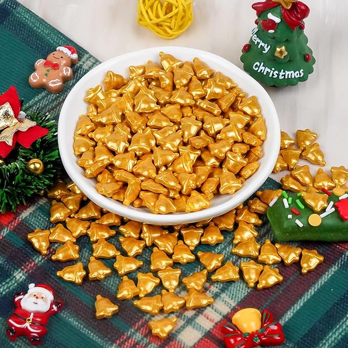 Christmas Bells Sprinkles for Cake Decorating, Gold Bells Sugar Sprinkles Edible, 150g/5.29oz, Perfect for Cake Decoration, Cupcake, cookies Decorations, Baking, foodgrade