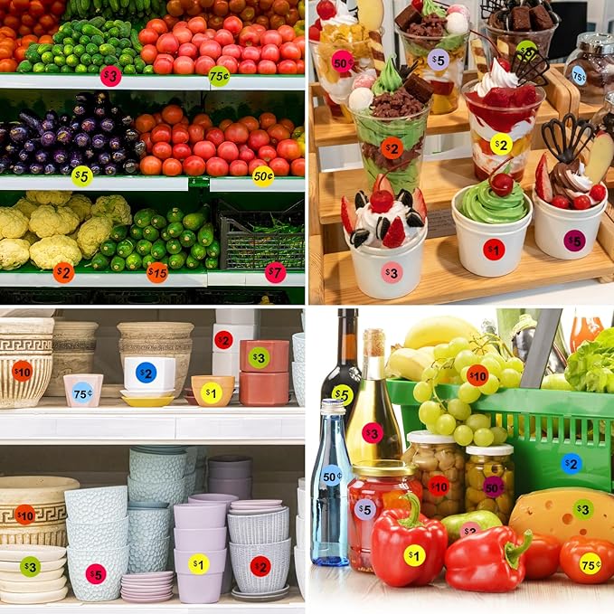 Removable Garage Sale Price Stickers, 2800 PCS 3/4 Inch Price Stickers for Yard Sales, Flea Markets, County Fairs & Retail Use, Pricemarker Labels, Colours Round Price Tags