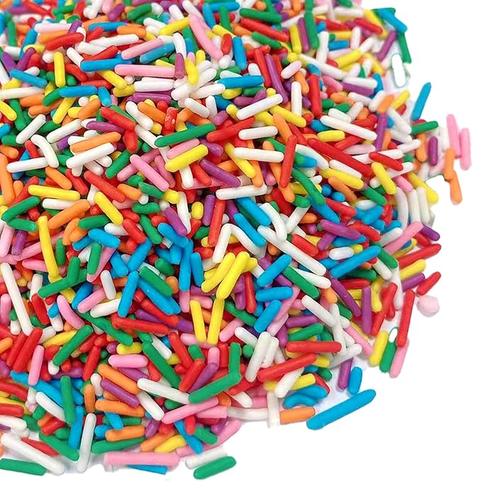 Sentovac Rainbow Soft Jimmies Sprinkles Edible for Cake Decorating Rainbow Sprinkles Sugar Candy Cookie Cupcake Topper Ice Cream Baking Decorations Wedding Halloween Christmas Supplies 3.35oz