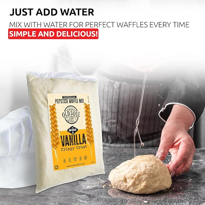 OldSoul Professional Popstick Waffle Mix | Stick Waffles Dough Mix | 10 Lbs | Vanilla Flavor | 224 Waffles (10 Lbs, Traditional)