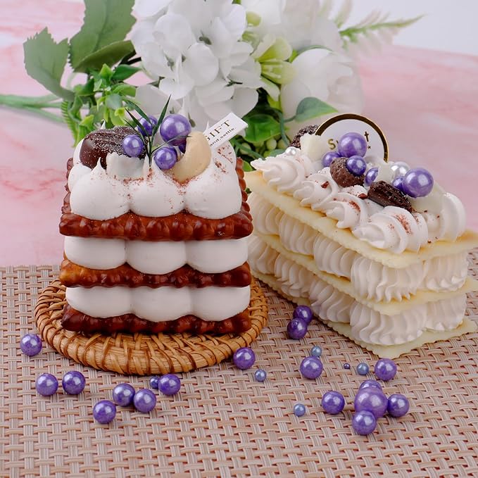 Purple Pearl Sprinkle for Cake Decorating, 4 Sizes Sugar 130g/4.6oz, Cupcake, Ice Cream, Donuts, Macaron Toppings Supplies (2mm, 4mm, 7mm, 1cm)