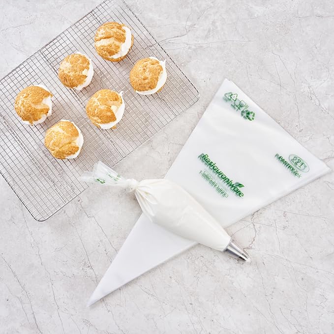 Restaurantware Pastry Tek 21 Inch Piping Bags 100 For Icing Pastry Bags - Disposable Food Grade Clear Plastic Decorating Bags Non Slip For Frosting Cupcakes Cakes And Pies