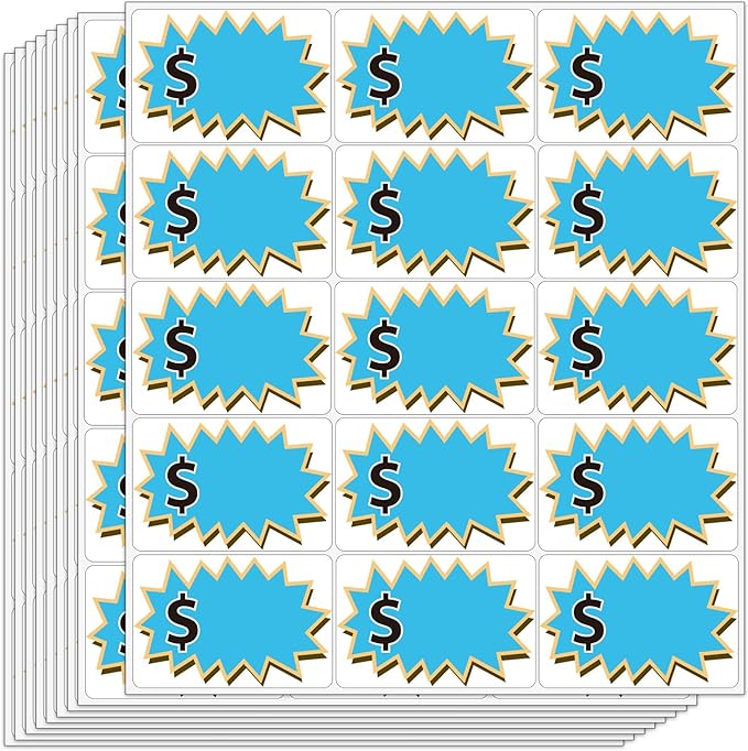 300 Pcs Garage Sale Stickers, (2"x3") Removable Adhesive Price tag Stickers for Yard Sale, Price Labels for Retail, Annual Community, Flea Market (Blue)