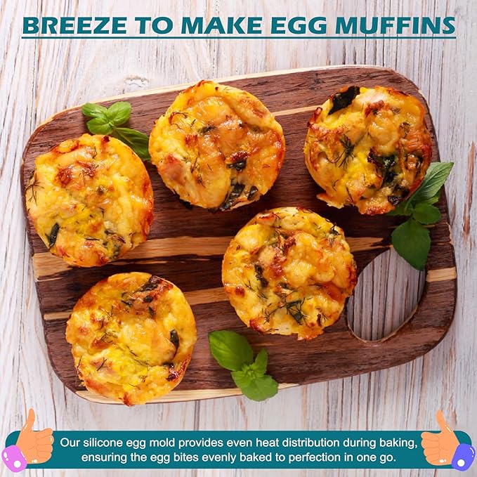 2Pcs Silicone Egg Molds Non-Stick 3.15 Inch Round Muffin Top Baking Pans, Round Silicone Molds for Egg Bites, English Muffin, Breakfast Sandwiches, Pies, Pancakes