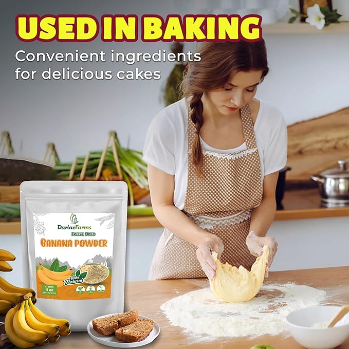 DARLAC FARMS Freeze Dried Banana Powder 8Oz, Natural ingredients, Nutrient-rich, Vegan, No Add Sugar, Preservative-free, Convenient zip-lock Pouch, Perfect for Smoothies, Baking, Seasoning