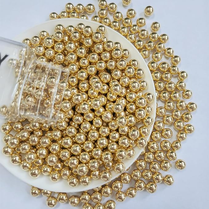PhilaeEC Gold Peals 7mm Size Sprinkles for Cake Decoration Edible Candy Baking Cookie Cupcake Toppers Wedding Party Valentines Halloween Christmas Supplies 3.53oz