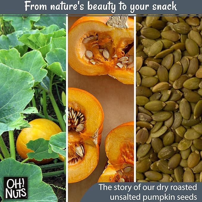 Oh! Nuts Pepitas Raw Unsalted Pumpkin Seeds - Resealable 5-Pound Bulk Bag - All-Natural Protein Power - Fresh, Healthy Snacks - Unshelled Pepitas