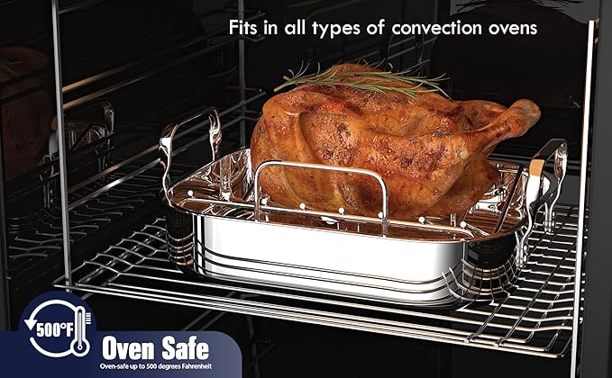 Cooks Standard 14-Inch by 12-Inch Stainless Steel Roaster with Rack, Rectangular