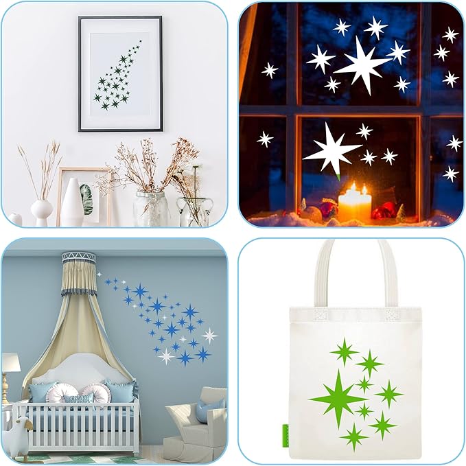 Star Template - 8 Reusable Pentagram Stencils for Painting & Drawing