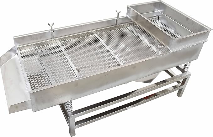 TECHTONGDA Straight Vibrating Sieve Screen Shaker Electric Linear Sifter Machine Stainless Steel One Layer Two Motor 10mm Screen Size 15.7×37.4inch 110V
