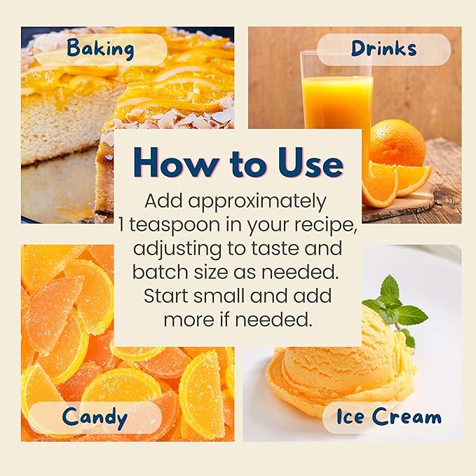 Organic Orange Extract for Baking, Ice Cream, Drinks, and Candy - 2 oz - Water-Soluble - By Harvest Moon Delights - Pure Orange Extract, Flavoring, Flavor