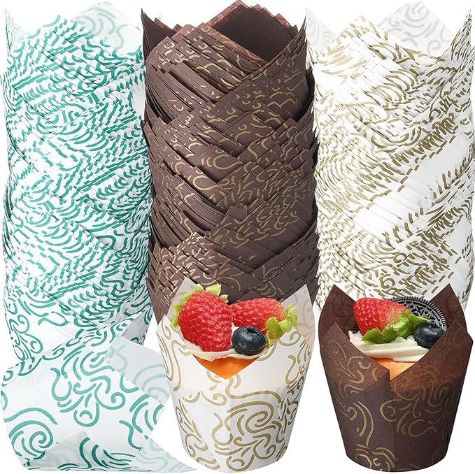 1200 Pcs Tulip Cupcake Liners for Baking Cups, Paper Muffin Liners Holders Greaseproof Tulip Cupcake Wrappers for Party Birthday Wedding Christmas