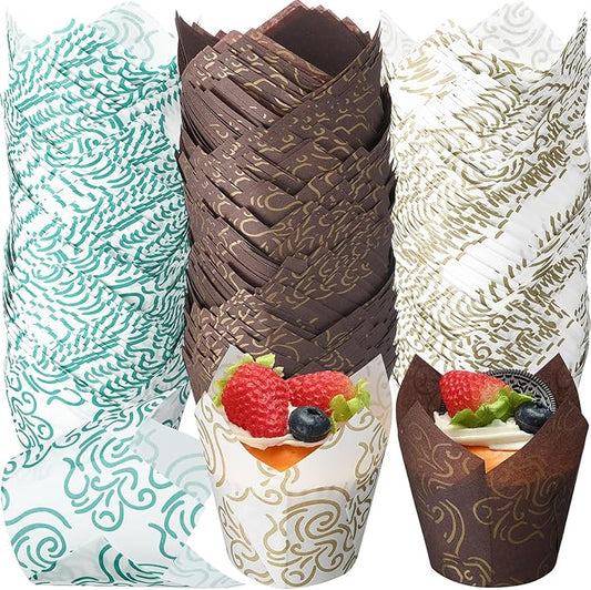 1200 Pcs Tulip Cupcake Liners for Baking Cups, Paper Muffin Liners Holders Greaseproof Tulip Cupcake Wrappers for Party Birthday Wedding Christmas