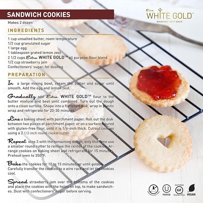 Extra White Gold All Purpose Flour – Gluten Free Flour Blend For Baking & Cooking – [Kosher] [Gluten Free] [Vegan] [Soy Free] [Nut Free] [Dairy Free] – 15.9 Ounces (4 pack)
