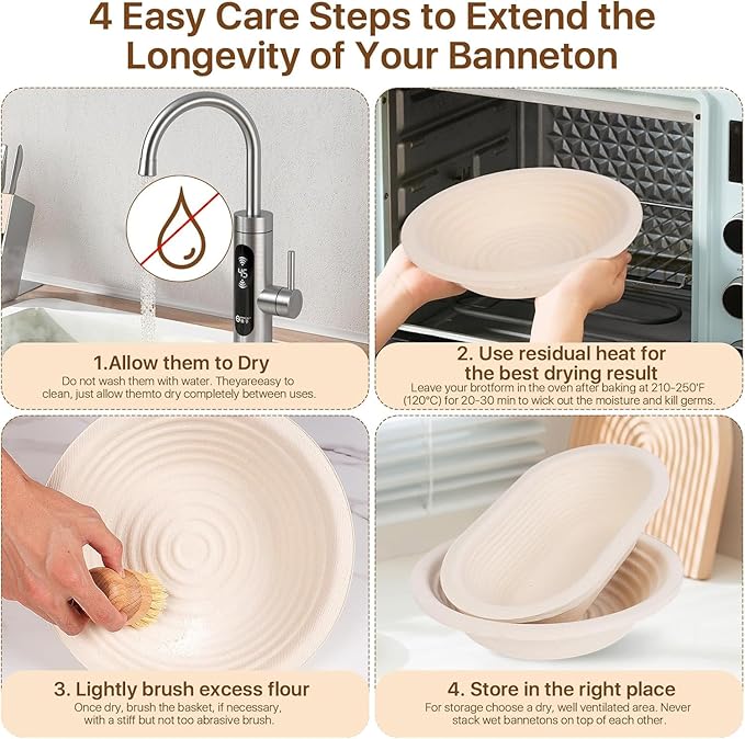 Sourdough Starter Kit with Aliquot Jar, Wood Pulp Round & Oval Bannetons & 34 oz Sourdough Starter Jar & Bread Sling Scrapers & Bag Complete Sourdough Baking Supplies