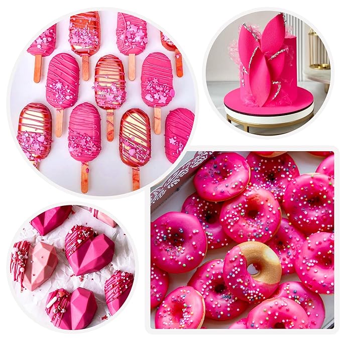 Oil Based Food Coloring for Chocolate - 88ml Vivid Fat Soluble Food Coloring for Candy Melts, Baking, Cake, Cookie - Liquid Tasteless Food Colour Dye for Butter, DIY Fondant and Macaron (Pink)