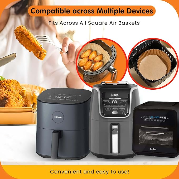 6.5-Inch Round Air Fryer Paper 125pcs Liners for Easy Cleanup - Non-Stick, Heat-Resistant, and Perfect Fit for Hassle-Free Cooking | Bleach-Free Parchment| (6.5 in/16 cm 125pcs)