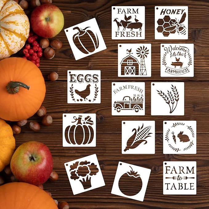 80 Pcs 3 x 3 Inch Stencils for Painting on Wood, Reusable Farm Animal Plastic Stencils DIY Craft Paint Template Set for Wall Rock Home Decor