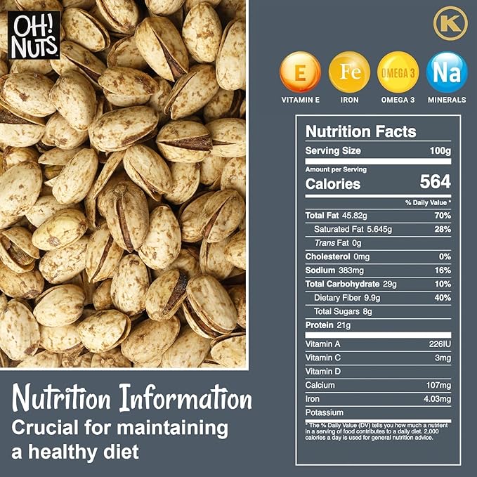 Oh! Nuts Spiced Pistachios – Jalapeño, 2 LB – Bold Savory Snack, Roasted Pistachio Variety – Packed in Resealable Bag to Maintain Freshness