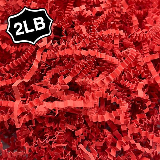 2LB Crinkle Cut Paper Shred Filler for Bag Gift Box Basket Confetti Paper Shreded Stuffing Decoration for Valentine's Day(Red)