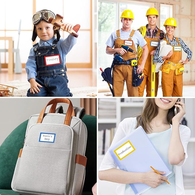 MFLABEL® Colorful Name Tag Labels - 800-Pack Writable Stickers for Kids, Office, School & Events, 3.5 x 2.25 Inch, Easy Peel & Stick, Waterproof Name Tags for Organizing, ID, Party & Classroom Use