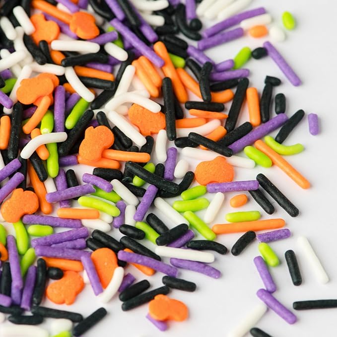 Sweets Indeed Bulk Halloween Sprinklefetti Mix – 1.2 lb Jar | Edible Sprinkles in Orange, Purple, Green, White & Black | Bulk Sprinkle Mix for Cookies, Cupcakes, Cakes & Party Desserts