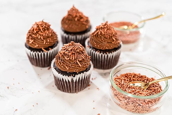 Bakerpan Edible Rose Gold Nonpareils Sprinkles for Cupcakes, Rose Gold Sprinkles Edible for Cake Decorating - 5.1 Ounces (Made in USA)