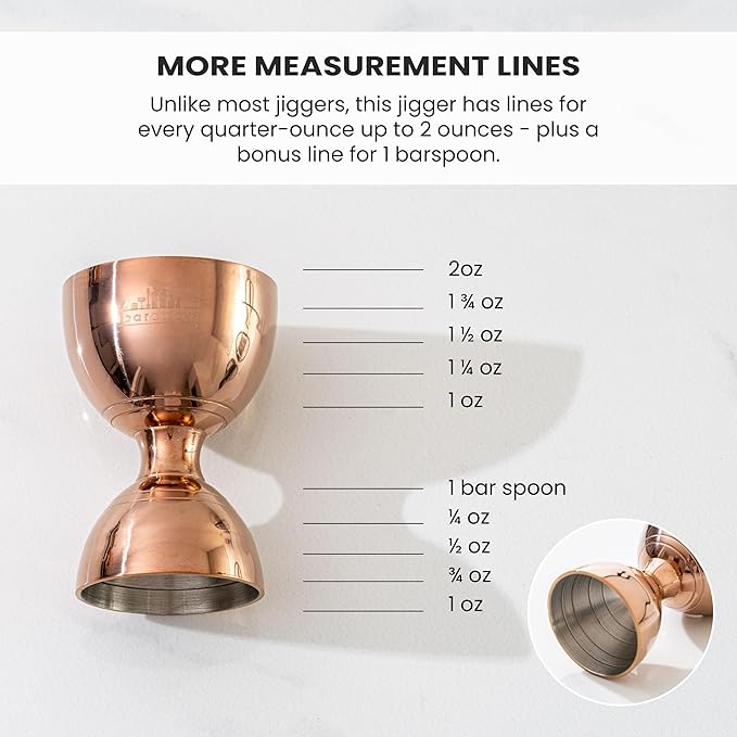 A Bar Above Premium Bell Jigger, 304 Stainless Steel Double Cocktail Jigger with 10 Internal Measurements, Heavy Duty Professional Bar Tool for Bartending, Gold Finish, Ergonomic Design, 1 Pack