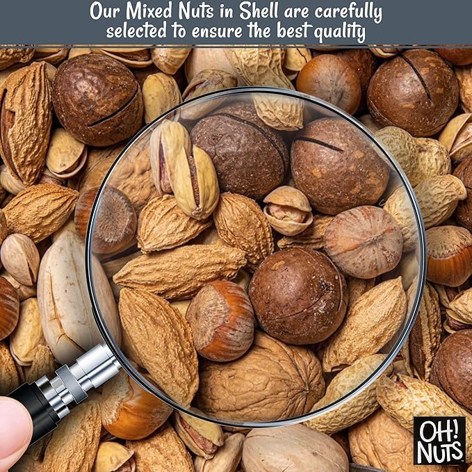 Oh! Nuts Mixed Nuts in Shell - Jumbo Raw Nuts - 2 lb - 100% Natural Mixed Nuts in Shell Assortment