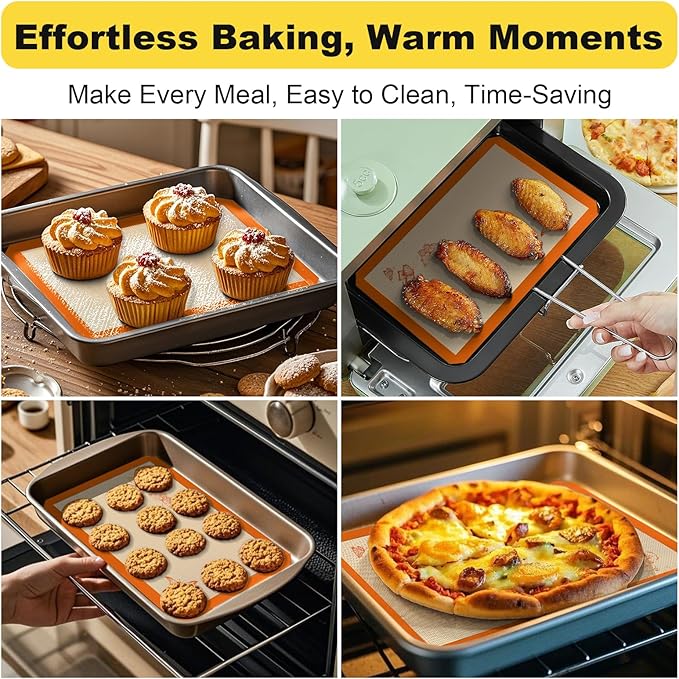 Silicone Baking Mat, 2 Pac 16.5"L x 11.6"W Silicone Cookie Sheets Reusable Baking Mat - Non-Stick Food Safe Dark Gray Oven Baking Sheet for Making Cookies, Macaroons, Bread