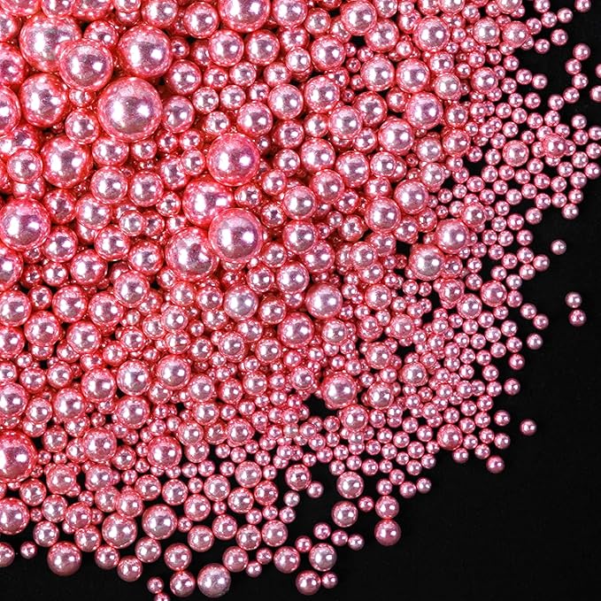 Dazzjoy Edible Rose Gold Pearl Sugar Candy Sprinkles, Mix Size, 4.58oz, Sprinkles for Cupcake Decorating, Baking Cake Decorations, Wedding Party Valentines Easter Supplies