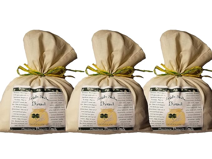 Bounty Foods Irish Soda Bread Mix 23 oz 3 Pack – Handcrafted in Montana, Traditional Recipe, Rustic Artisan Quick Bread Kit in Western-Style Bag, Great for St. Patricks Day, Just Add Buttermilk or Water
