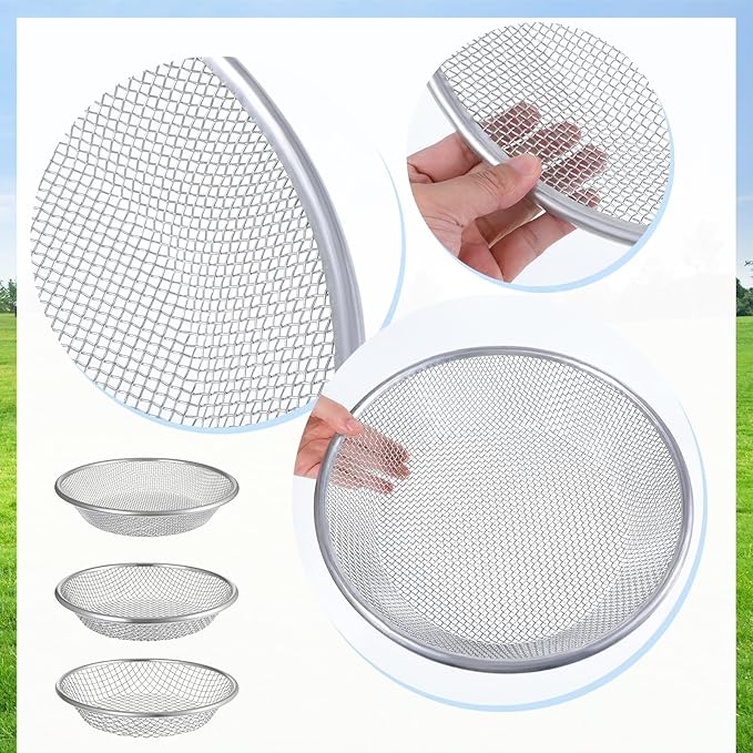 Garden Soil Sifter 3Pcs Compost Sifter Rock Sifters for Gardening, Fits 5-Gallon Buckets 3 Apertures