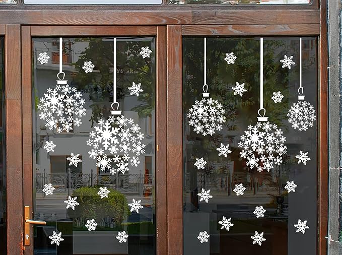 Christmas Stencils for Window Glass Large Christmas Stencils for Crafts Reusable Xmas Snowflake Bauble Holiday Stencil for Painting on Wood Wall Fabrics Decor