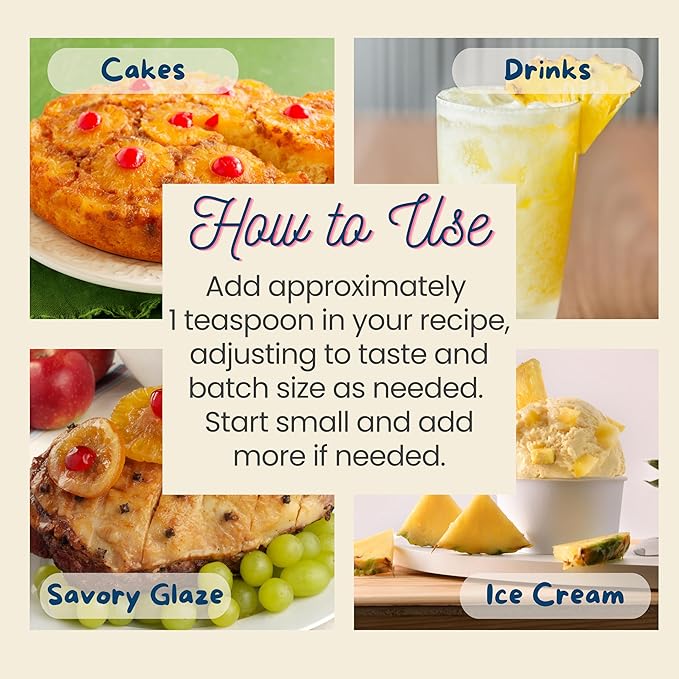 Natural Pineapple Extract for Baking, Ice Cream, Drinks, and Candy - 2 oz - Water-Soluble - By Harvest Moon Delights - Pineapple Flavoring, Flavor