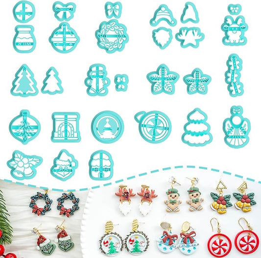 Tainsky Christmas Polymer Clay Cutters, 28 Shapes Winter Clay Cutters for Polymer Clay Jewelry Making
