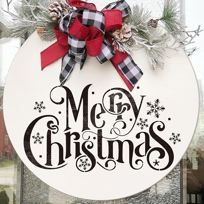 Large Christmas Stencils for Door Mats Reusable Large Christmas Nativity Snowflake Stencils Welcome Let it Snow Stencil Templates for Painting for Doormats Sign Glass Windown Wood Crafts (mat10)