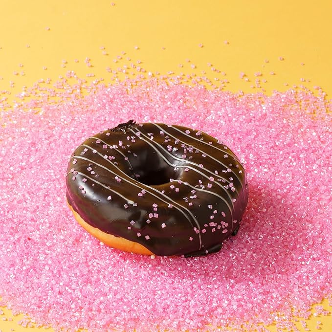 Sujoygar Pink Saning Sugar Sprinkles, 5oz Edible Pink Sugar Crystals for Cocktails, Cake Sprinkles for Chocolate Ice Cream Toppings Cupcake Decoration Wedding Party Cookies Baking Dessert Food Supplies