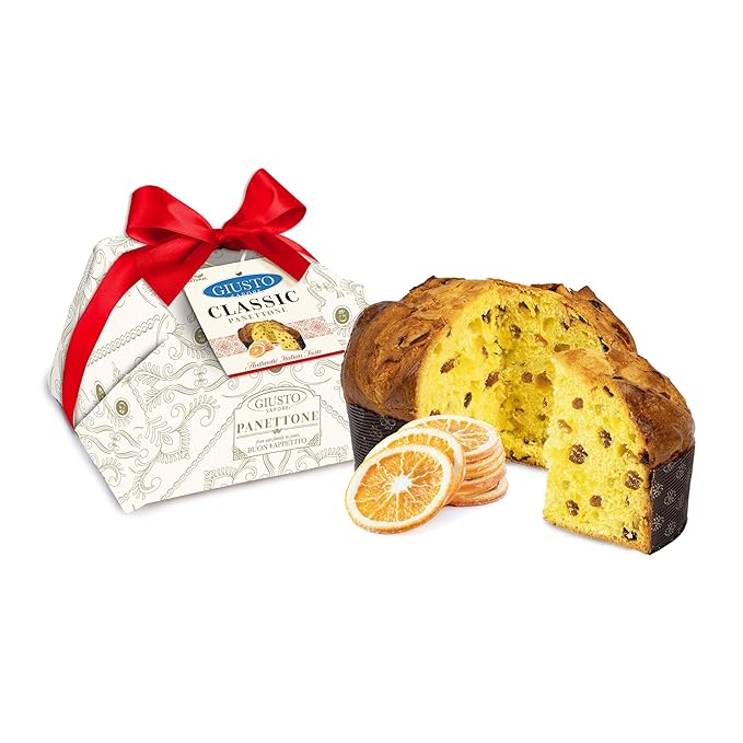 Giusto Sapore Authentic Italian Panettone Original with Raisins, Candied Orange Peel and Butter Gourmet Bread - Traditional Dessert - New and Imported from Italy, Family Owned - 28.21 oz