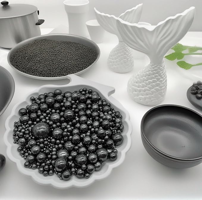 Edible Black Sugar Pearls Sprinkles Candy Mix Size Pearls Cake Decorations Cupcake Toppers Cookie Decorating Perfect for Wedding Party Valentine Halloween Christmas Supplies 4.58OZ