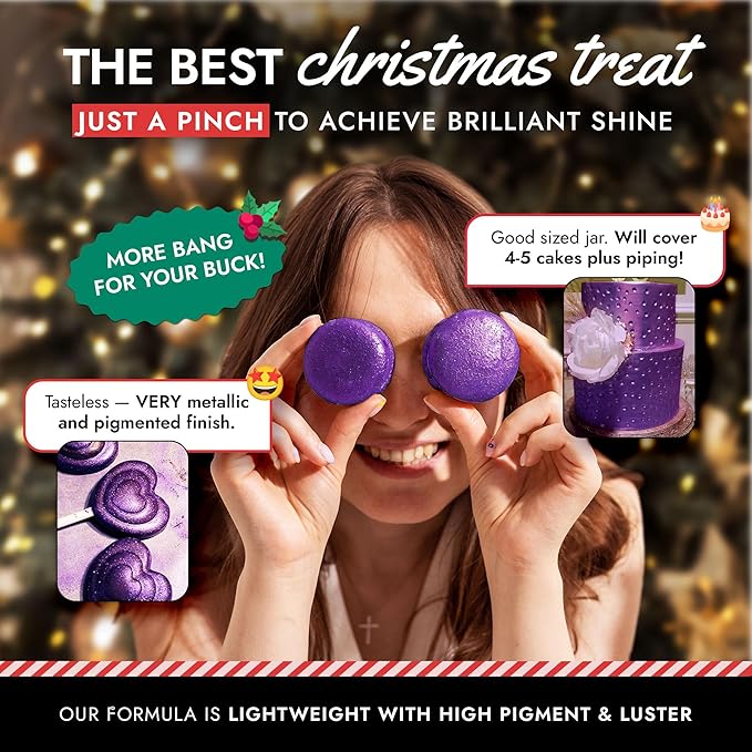 MONÉGASQUE Purple Edible Glitter for Drinks 15g – Violet Edible Glitter for Cakes & Cocktails – Purple Luster Dust for Cocktails – Violet Food Coloring for Cupcakes & Christmas Cake Decorations Spray