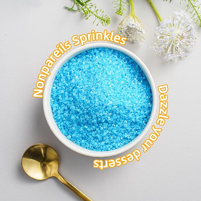 Sujoygar Blue Saning Sugar Sprinkles, 5oz Edible Navy Blue Sugar Crystals for Cocktails, Cake Sprinkles for Chocolate Ice Cream Toppings Cupcake Decoration Wedding Party Cookies Baking Dessert Food Supplies