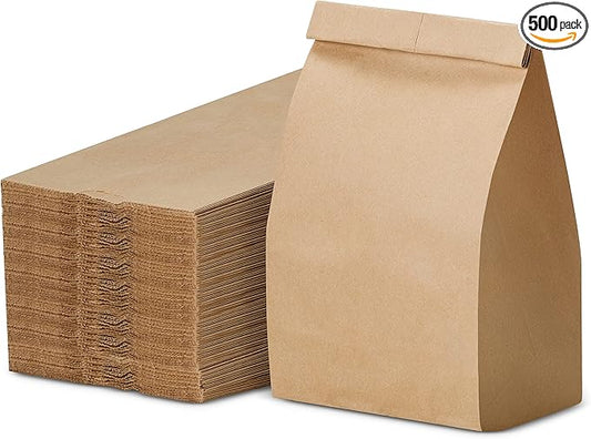 Culinware Kraft Paper Bags - Durable Brown Bags for Snack, Lunch, Sandwich, Pastries, Popcorn, Grocery and Party Favor - 4.75 x 2.93 x 8.56 In - 500 Count