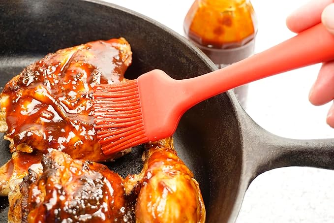 RSVP International Silicone Basting Brush, Red, 8.75" | Gently Spreads Butter, Sauces, Marinades, & More | Dishwasher Safe & Heat Resistant | BBQ Grill, Baking, Preparing Meats